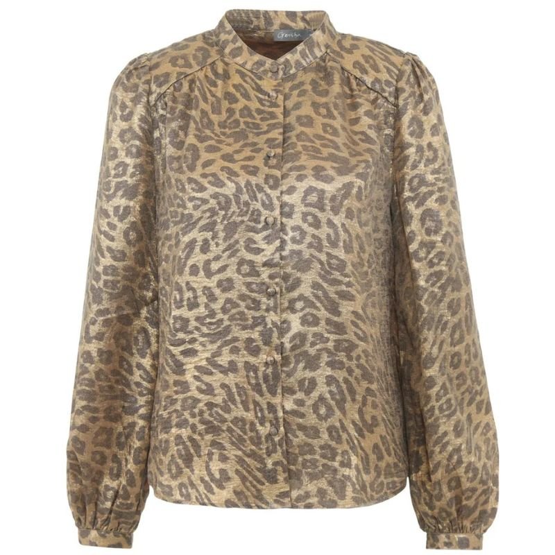 Goud geprinte leopard blouse 53869 - Capuchon Fashion