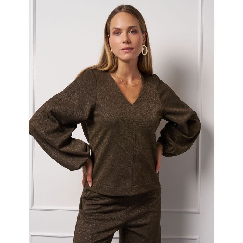 Gouden glitter top Claudina sparkle - Capuchon Fashion