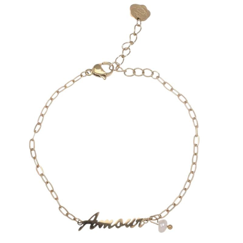 Goudkleurige Amour bracelet steel - Capuchon Fashion