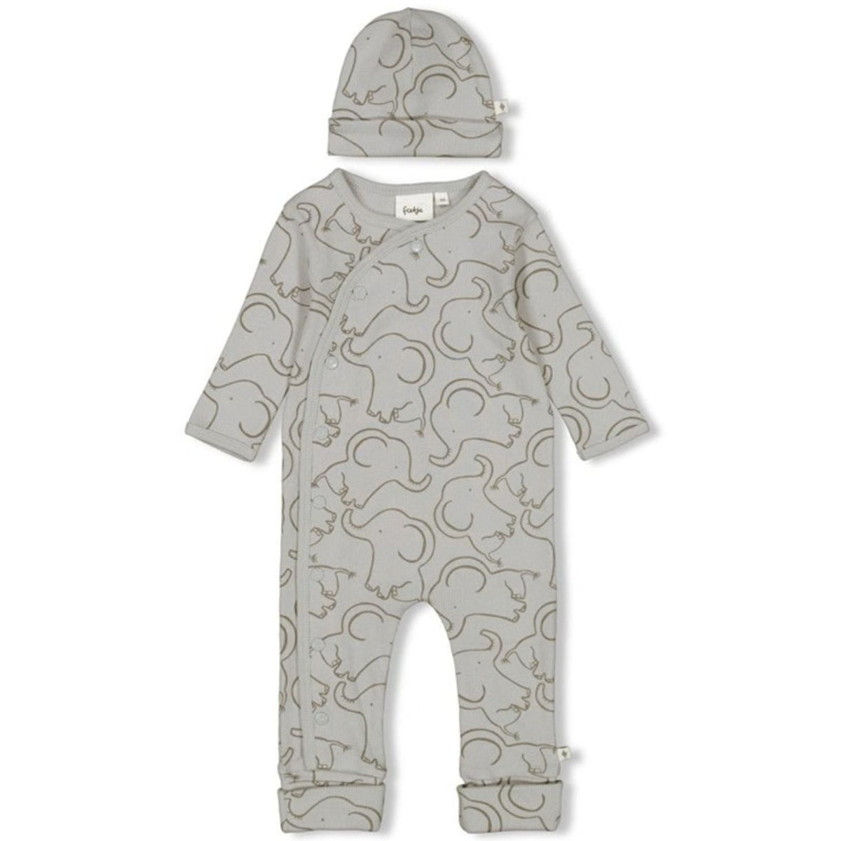 Grijs allover geprint 1-delig pak met muts - Capuchon Fashion