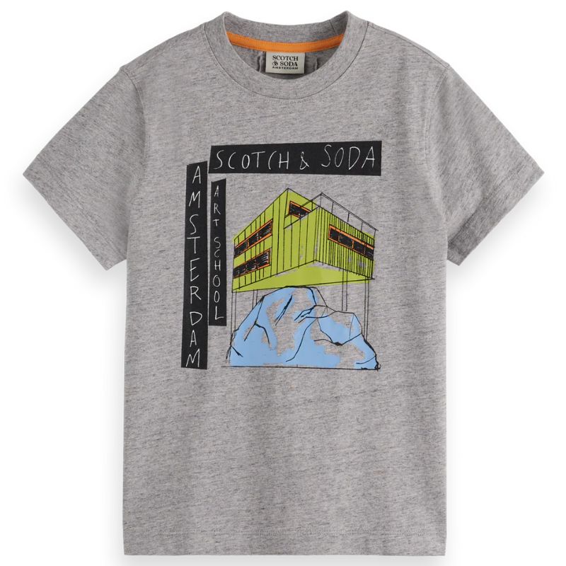 Grijs relaxed fit t-shirt met artwork - Capuchon Fashion