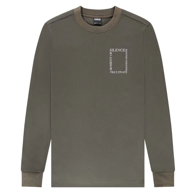 Grijsgroene longsleeve sweater Luxury Silence - Capuchon Fashion