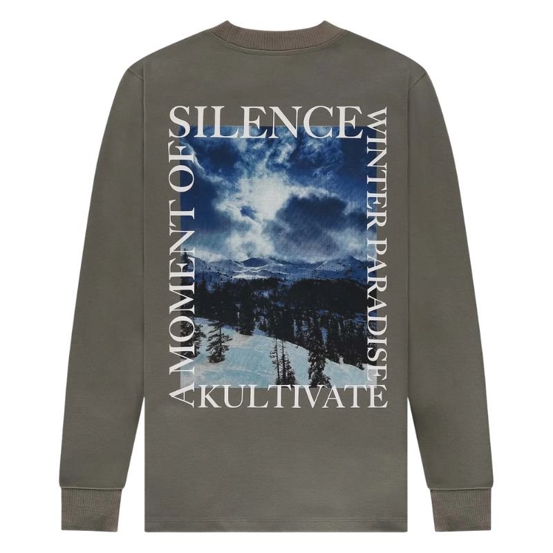 Grijsgroene longsleeve sweater Luxury Silence - Capuchon Fashion