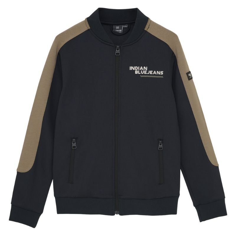 Grijze jacket Zipper Contrast Sleeve - Capuchon Fashion