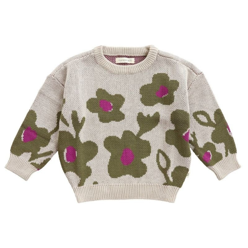 Grijze sweater Flower - Capuchon Fashion