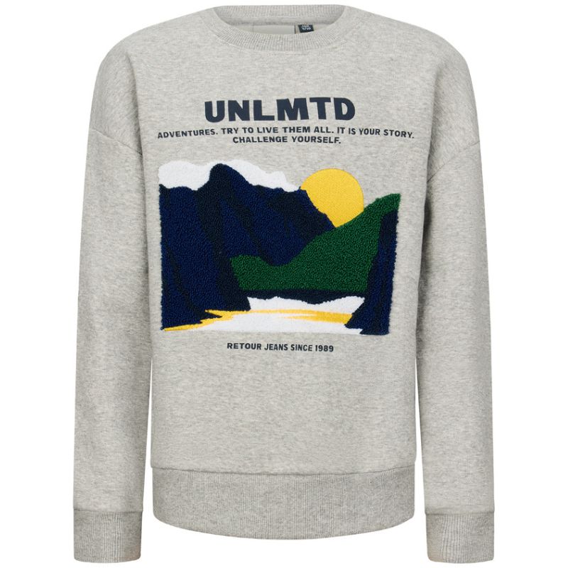 Grijze sweater met borstprint Edo - Capuchon Fashion