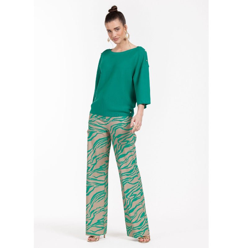 Groen geprinte broek Abigail tiger - Capuchon Fashion
