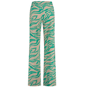Groen geprinte broek Abigail tiger - Capuchon Fashion