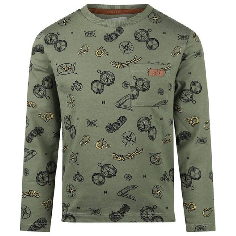 Groen geprinte longsleeve O56887 - Capuchon Fashion