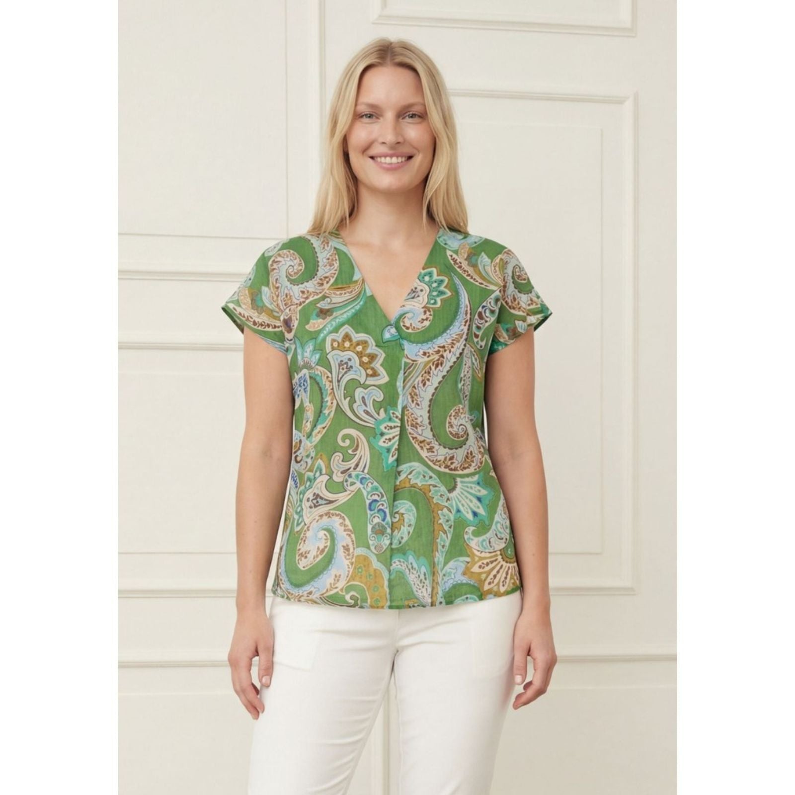 Groen geprinte paisley top Lotta - Capuchon Fashion
