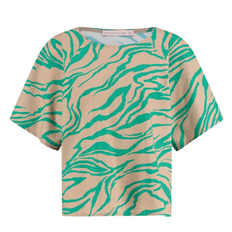 Groen geprinte top Moreen tiger - Capuchon Fashion