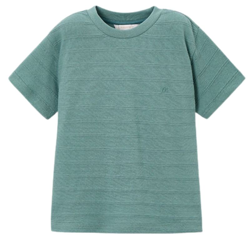 Groen korte mouw t-shirt met streep 3061 - Capuchon Fashion