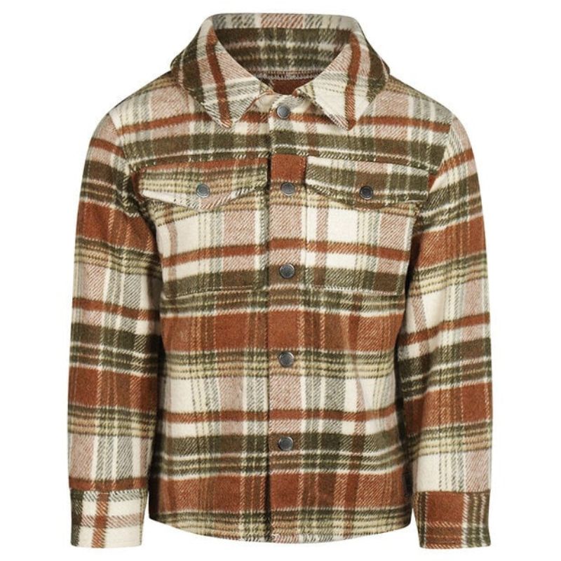Groen met bruin checkprint shirt O56876 - Capuchon Fashion