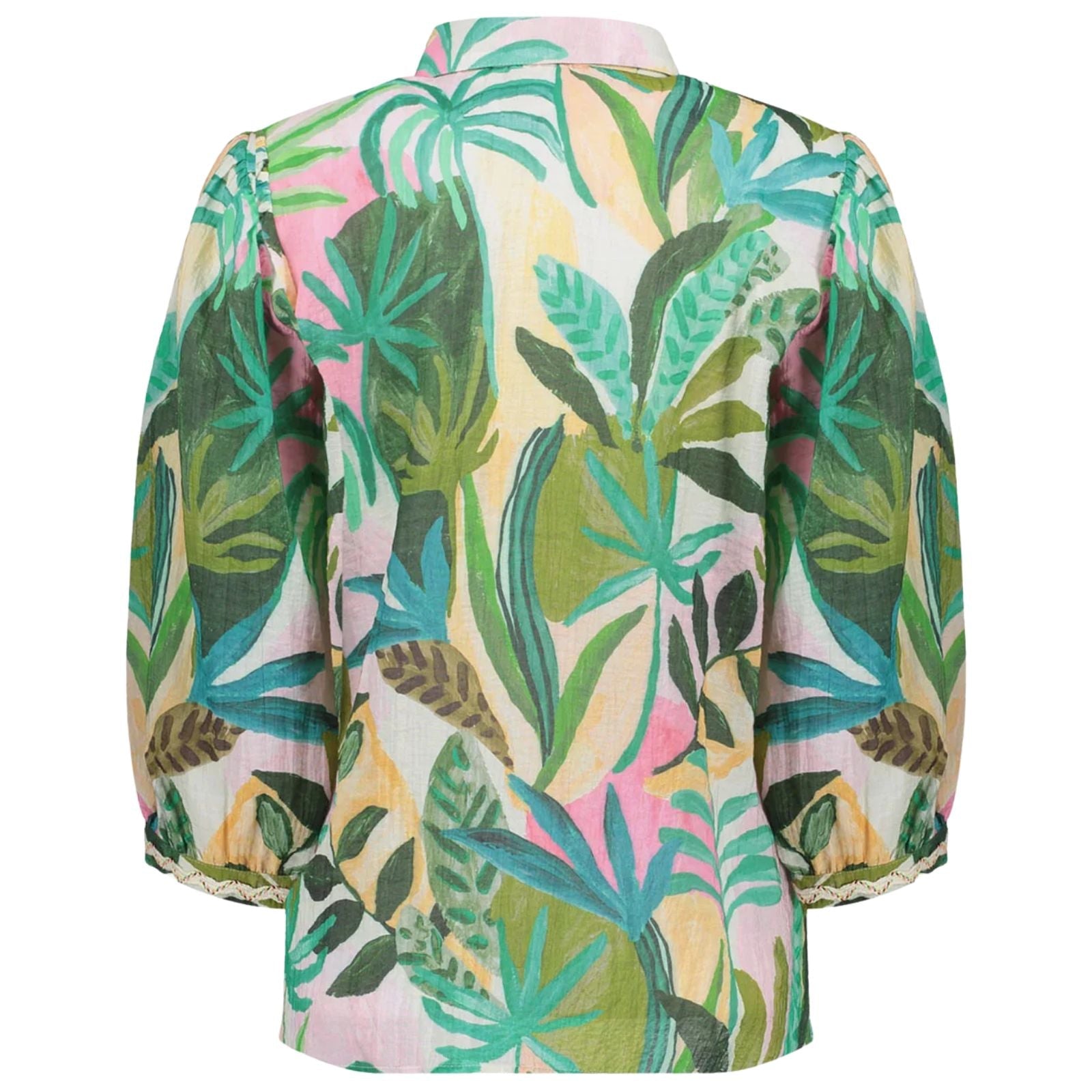 Groen met multicolor geprinte blouse 63450 - Capuchon Fashion