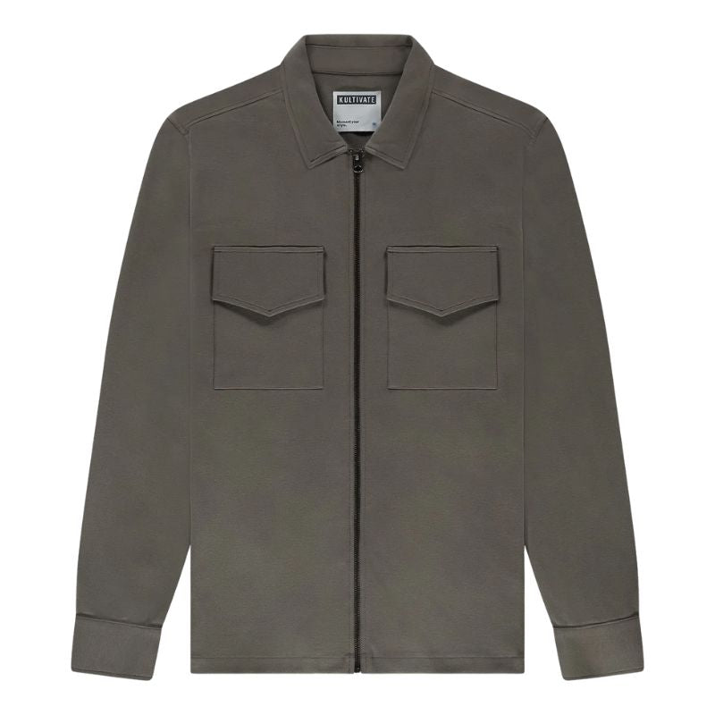 Groen regular fit shirt Luxury Zip - Capuchon Fashion