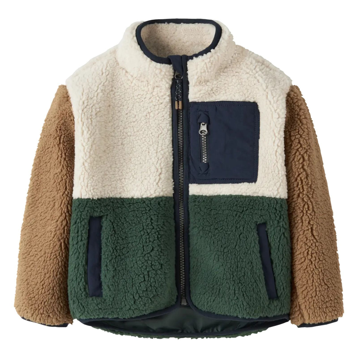 Groene block teddy jacket Macey - Capuchon Fashion