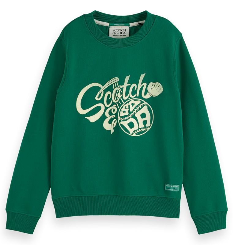 Groene crewneck met artwork - Capuchon Fashion