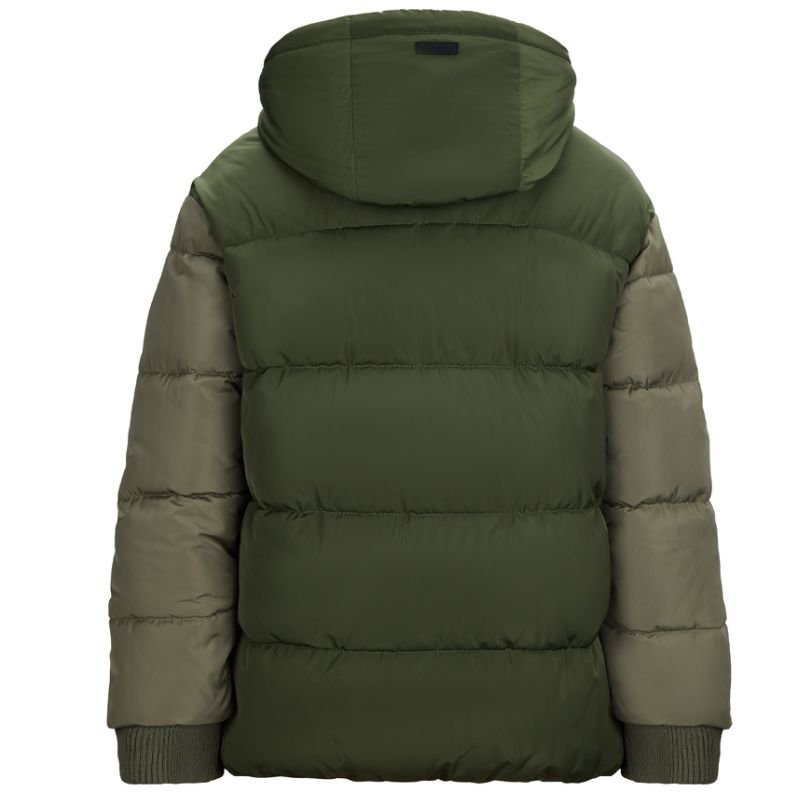 Groene puffer jacket Guy met muts - Capuchon Fashion