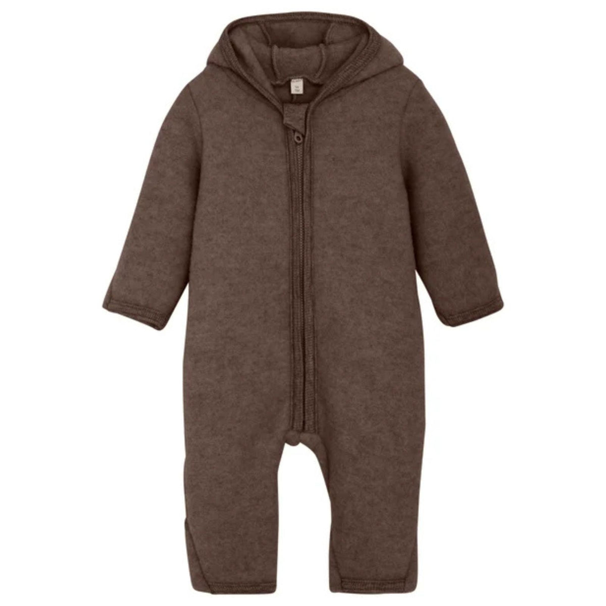 Brown Melange pram suit Ears Wool Fleece