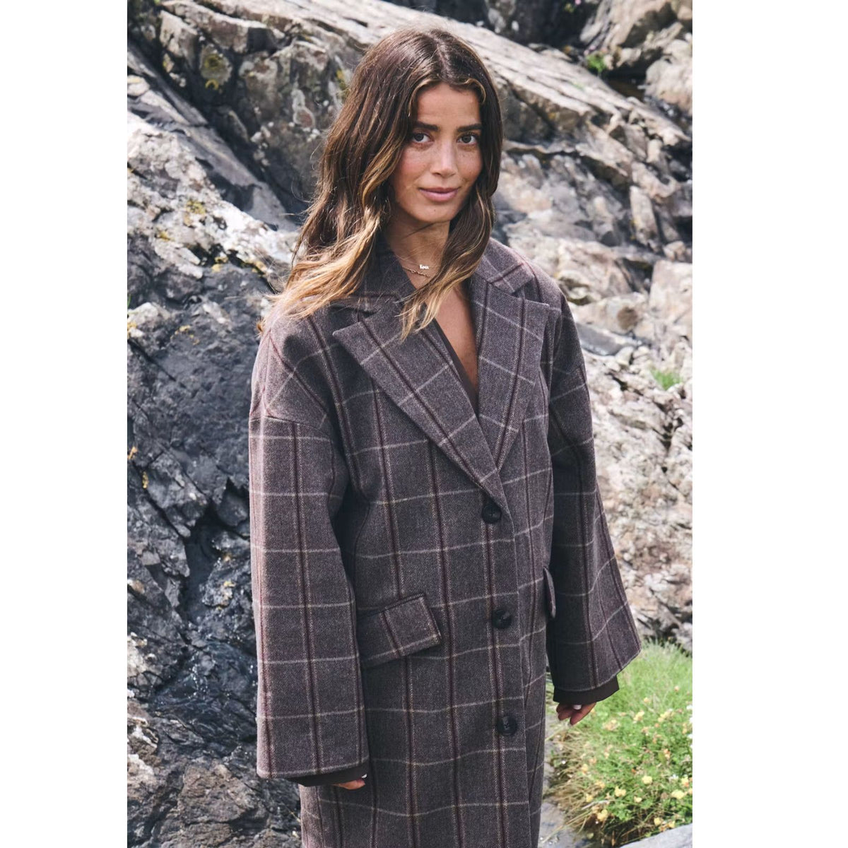 Bruine checkprint jacket Emmalu