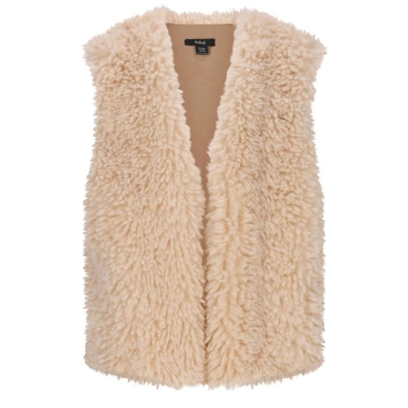 Ivoorwitte furry bont gilet Kath - Capuchon Fashion