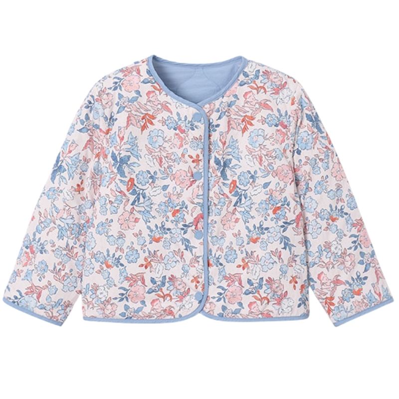 Blauw geprinte reversible padded jacket 3452