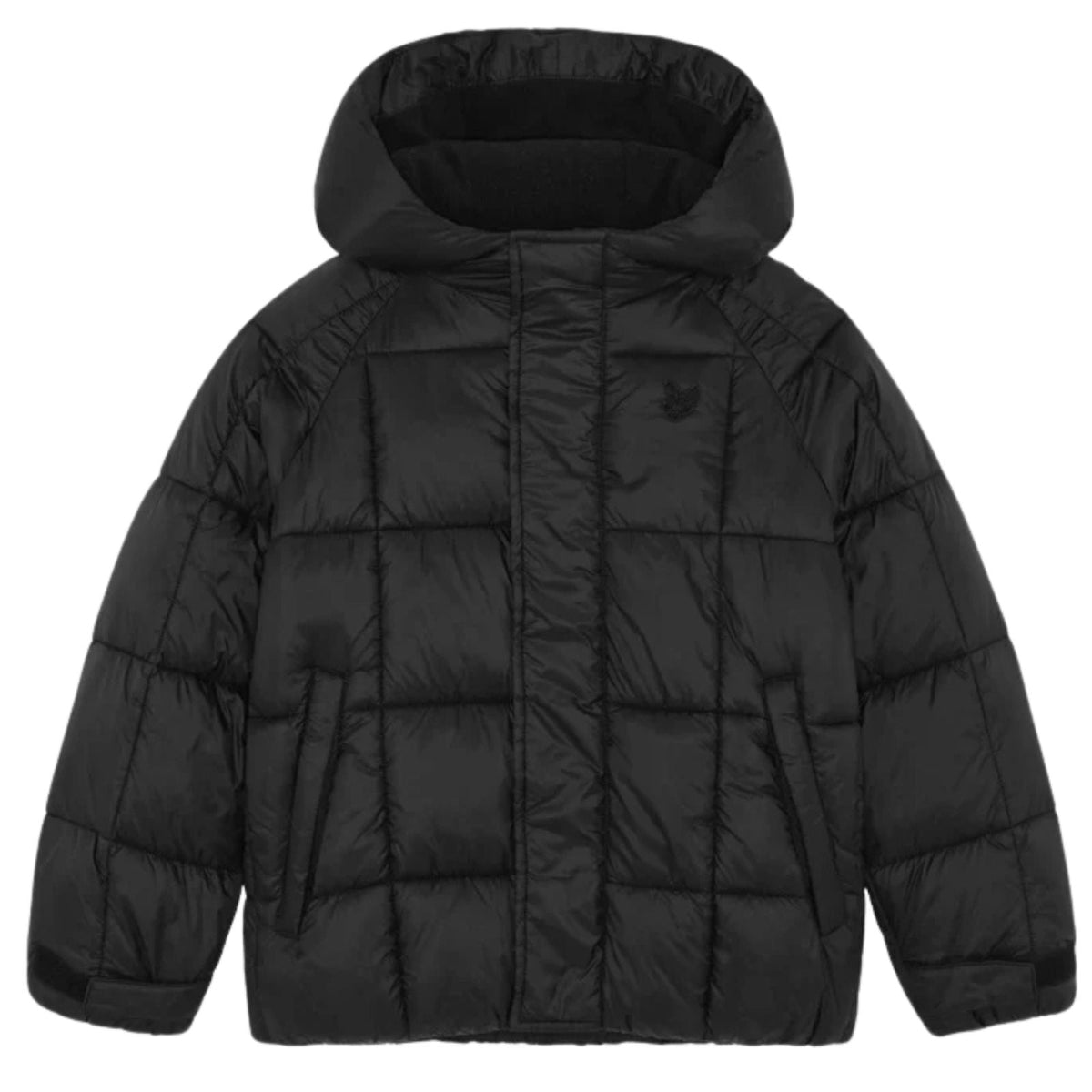 Jet Black coat Tonal Eagle Padded JKB2503V - Capuchon Fashion