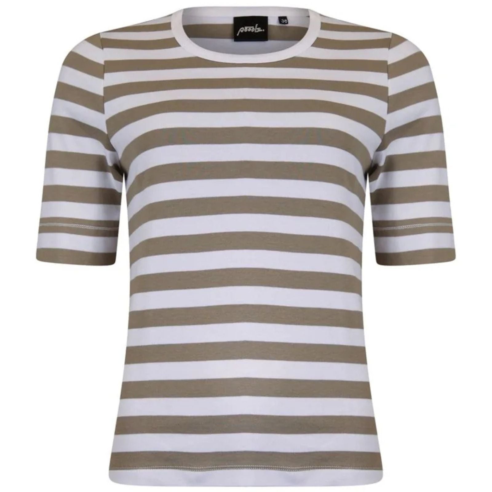 Khaki groen gestreept t-shirt 613168 - Capuchon Fashion