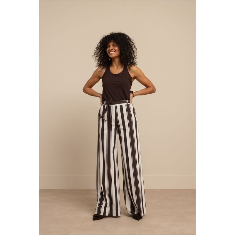 Kit met espresso broek Sam stripe - Capuchon Fashion