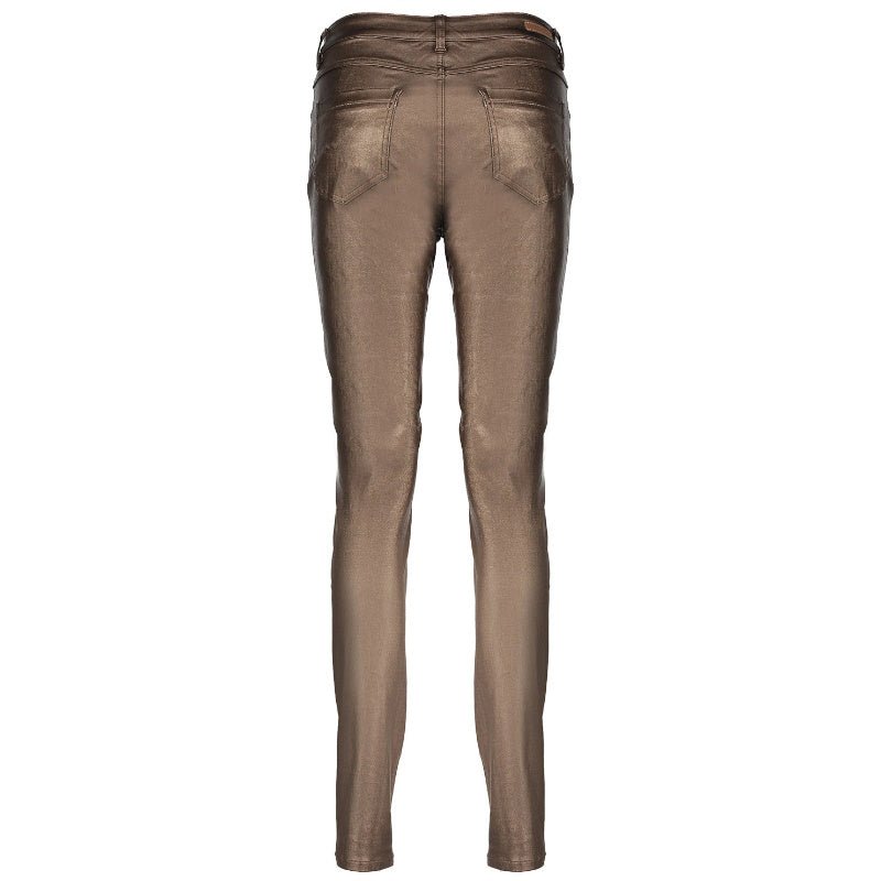 Koperbruine coated jeans 41500 - Capuchon Fashion