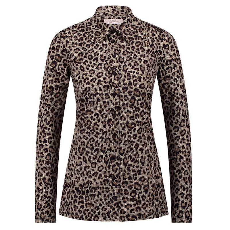 Latte geprint shirt Poppy leopard - Capuchon Fashion