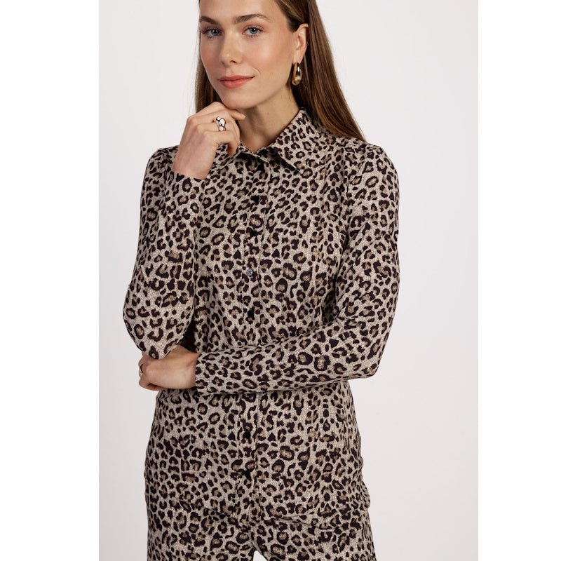 Latte geprint shirt Poppy leopard - Capuchon Fashion