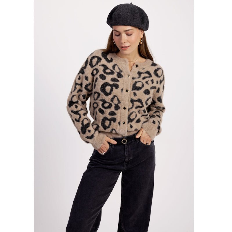 Latte vest Bibi leopard mink - Capuchon Fashion