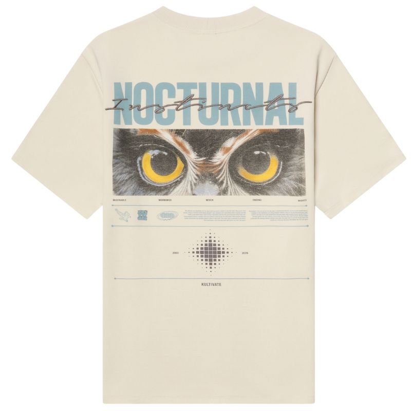 Lichtbeige backprint t-shirt Comfy Owl - Capuchon Fashion