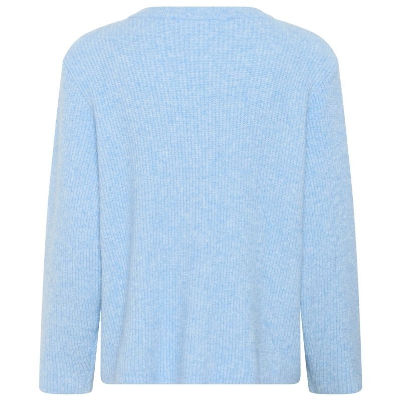 Lichtblauw fijngebreid vest Maleen - Capuchon Fashion