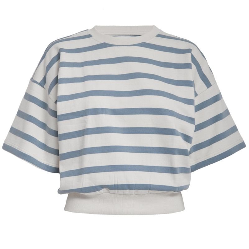 Lichtblauw gestreepte sweat Estella - Capuchon Fashion