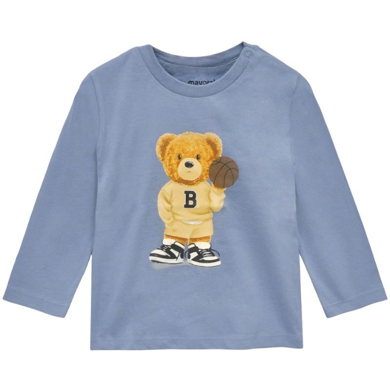 Lichtblauw longsleeve shirt met berenprint Bear - Capuchon Fashion