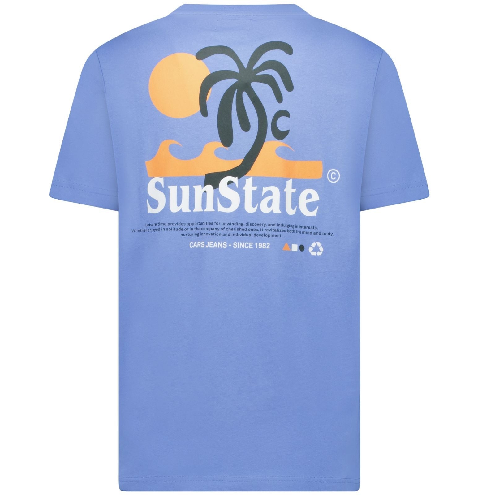 Lichtblauw ronde hals backprint t-shirt Ritzo - Capuchon Fashion