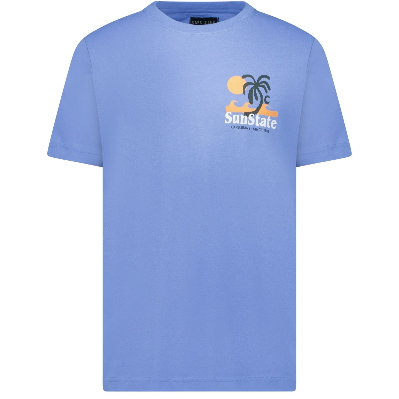 Lichtblauw ronde hals backprint t-shirt Ritzo - Capuchon Fashion