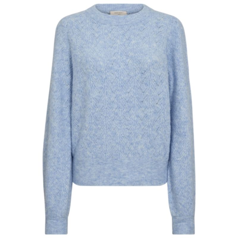 Lichtblauwe fijngebreide pullover Sevalin - Capuchon Fashion