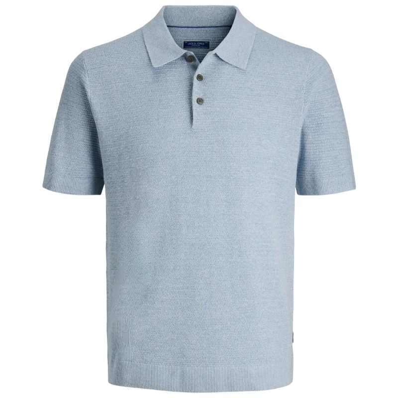 Lichtblauwe regular fit knit polo Bluriley - Capuchon Fashion
