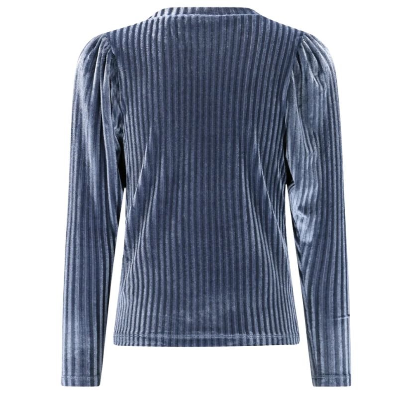 Lichtblauwe velvet rib top Esmay - Capuchon Fashion