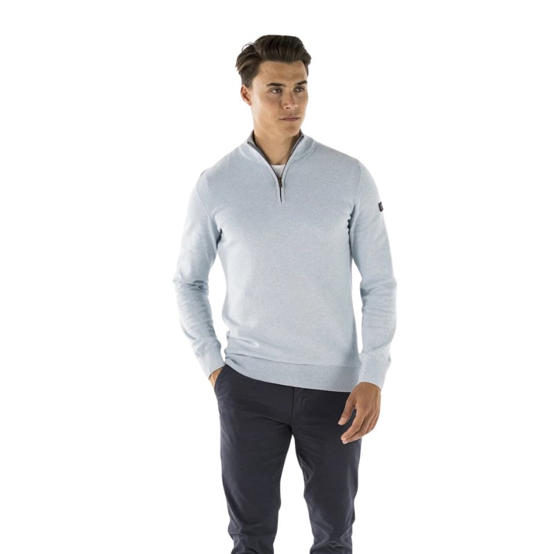 Lichtblauwe zip knitted pullover Lewis - Capuchon Fashion