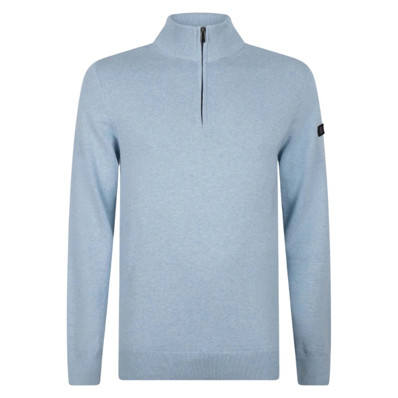 Lichtblauwe zip knitted pullover Lewis - Capuchon Fashion