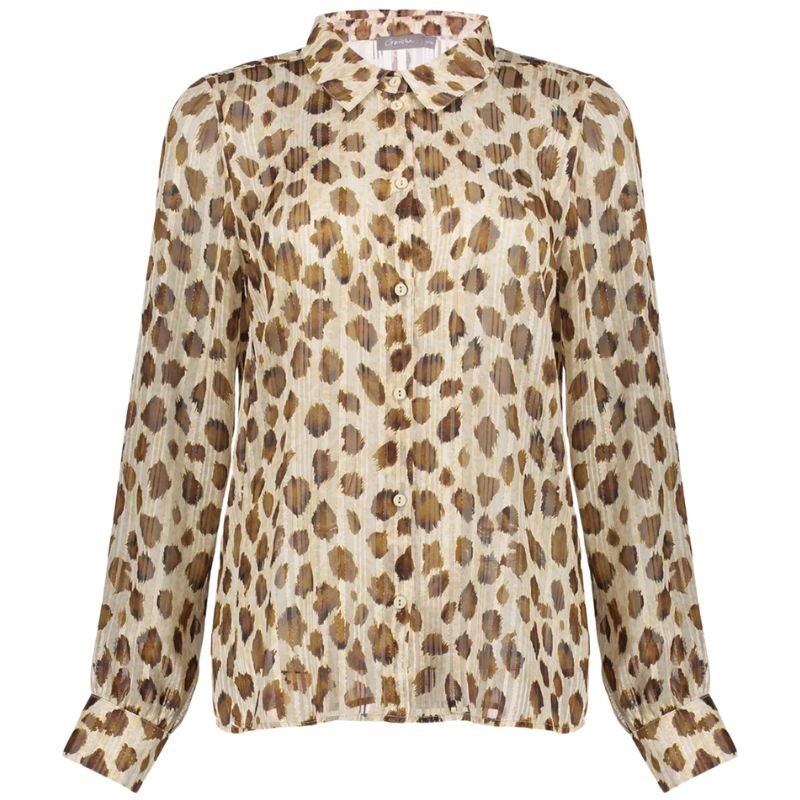 Lichtbruin geprinte blouse 53919 - Capuchon Fashion