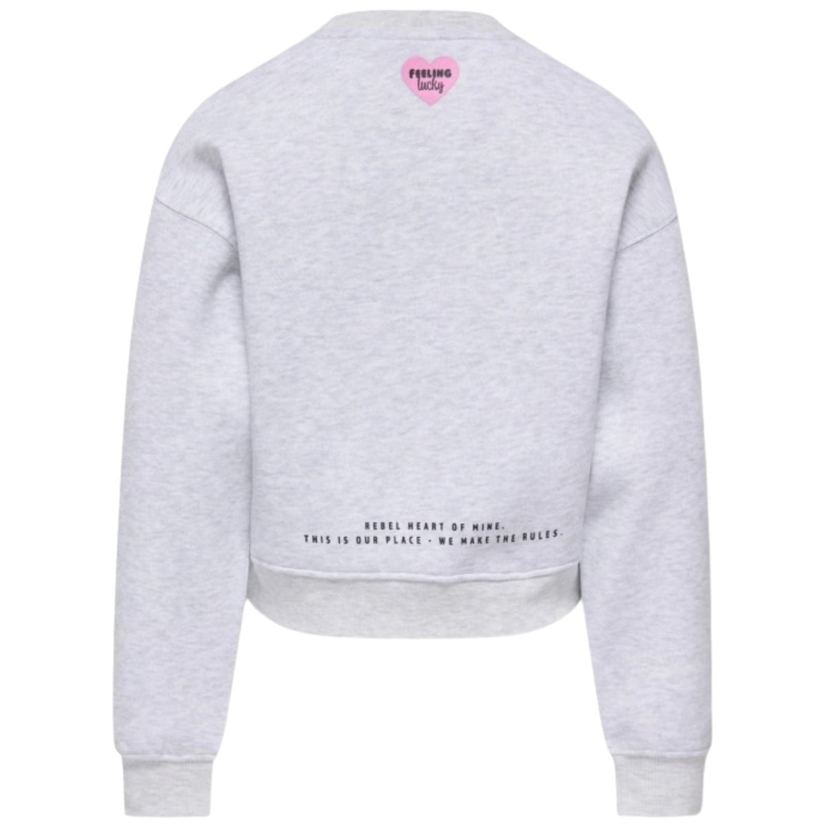 Lichtgrijs geprinte o-neck sweater Hima - Capuchon Fashion