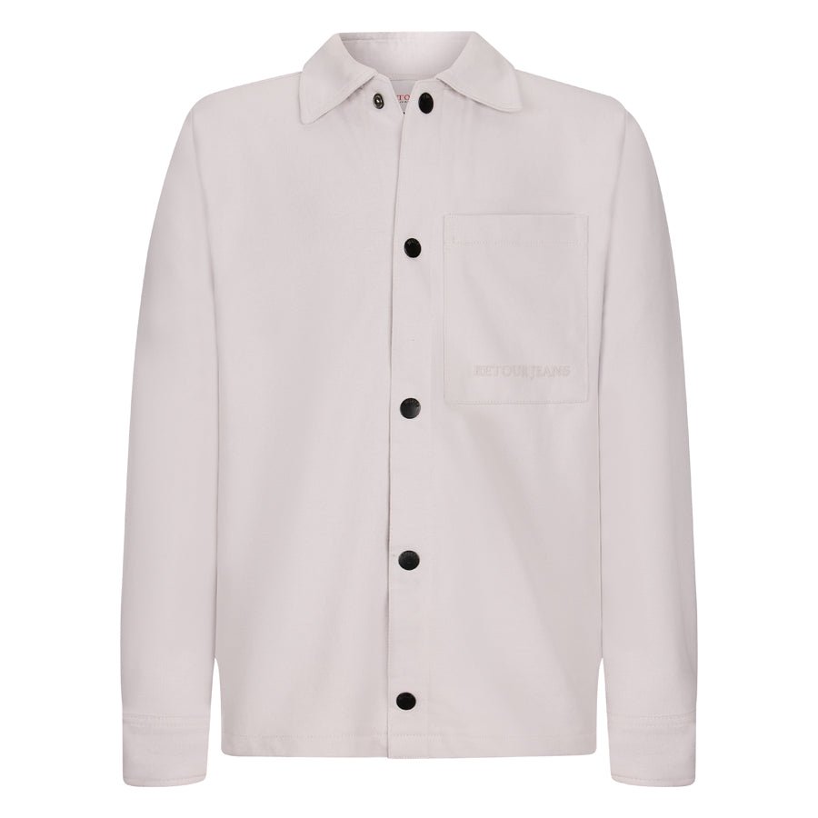 Lichtgrijs overshirt met knopen Matz - Capuchon Fashion