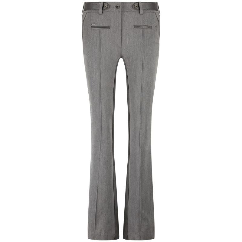 Lichtgrijze flair broek Leather Back - Capuchon Fashion