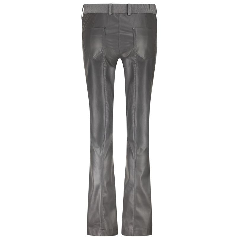 Lichtgrijze flair broek Leather Back - Capuchon Fashion