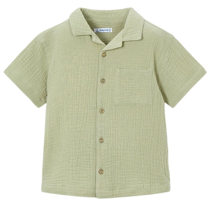 Lichtgroene buttondown korte mouw shirt 3116 - Capuchon Fashion